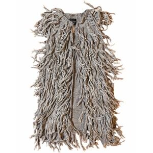 MM Couture by Miss Me Gray Fringe Longline Sweater Vest NWT Size Large